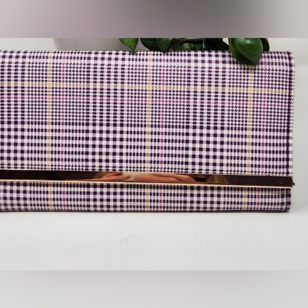 Time & Tru Purple Plaid RFID Fits Smart PHONES Piper Clutch Organizer Wallet